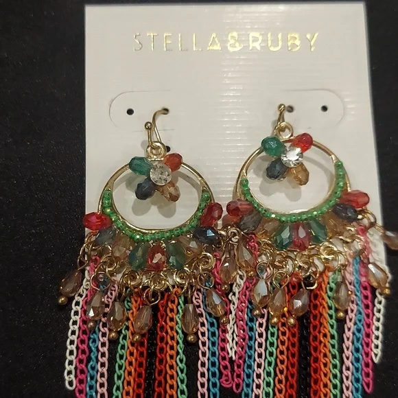 STELLA & RUBY CHANDELIER CHAIN EARRINGS - Picture 4 of 8
